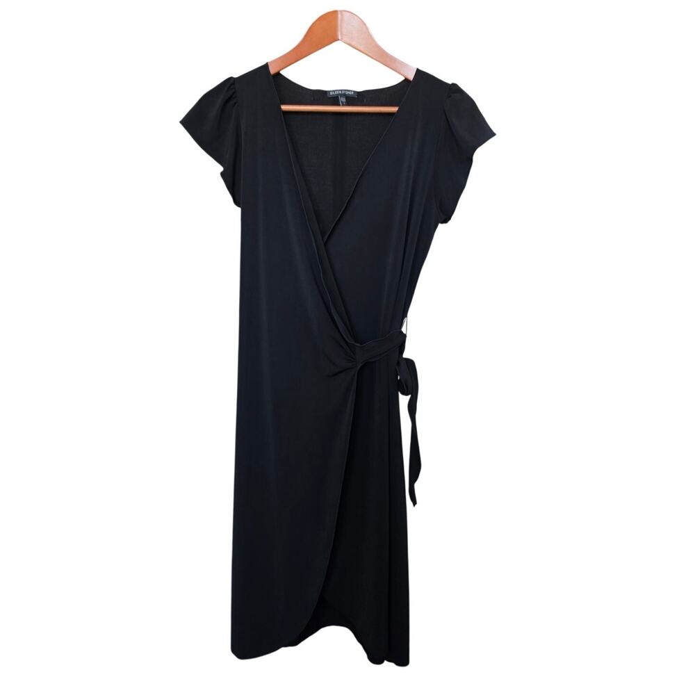 Eileen Fisher Black Wrap Dress Size S